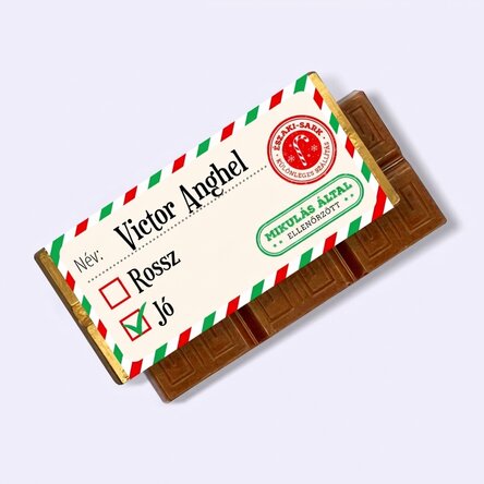 Mini csokoládé tábla személyre szabott üzenettel – Santa Claus által hitelesítve