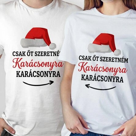 Személyre szabott pamut póló karácsonyi felirattal – All I want for Christmas (Minden, amit karácson