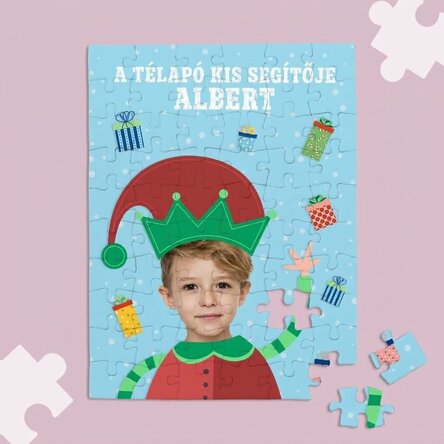 Személyre szabott puzzle fotóval és szöveggel - A Mikulás segédje