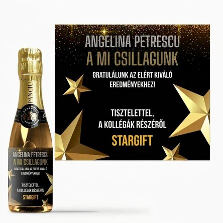 Mini palack pezsgő, személyre szabott szöveggel, nyugdíjazás alkalmából