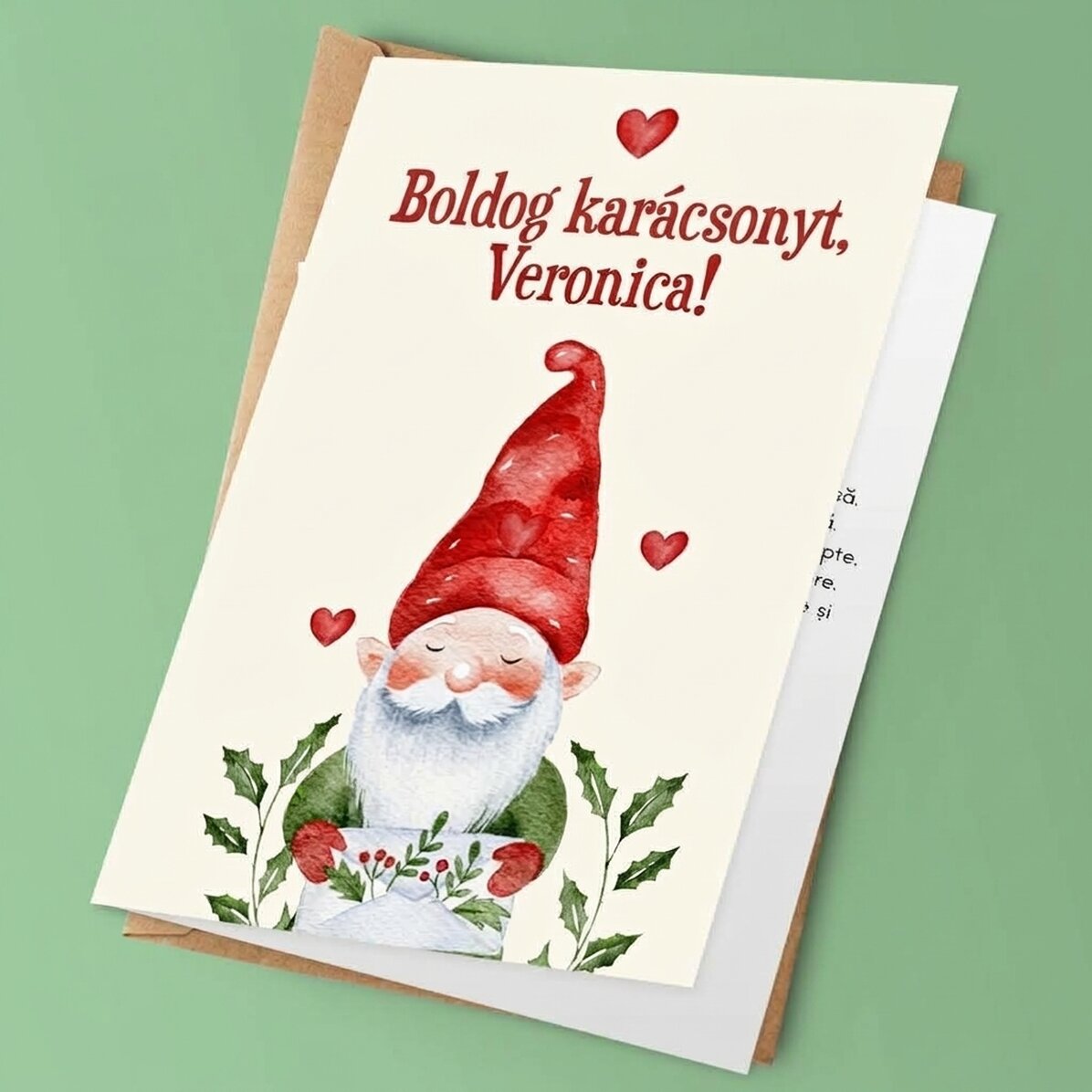 Személyre szabott karácsonyi képeslap üzenettel - Gnome
