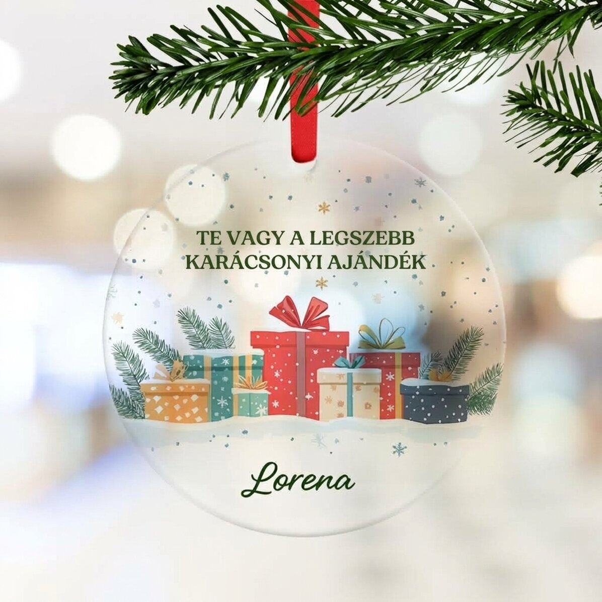 Személyre szabott kerek dísztárgy üzenettel - A legszebb ajándék