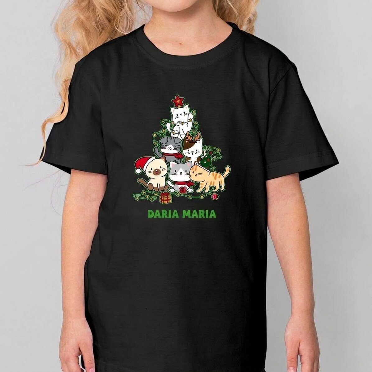 Személyre szabott pamut póló gyerekeknek szöveggel - Catmas tree
