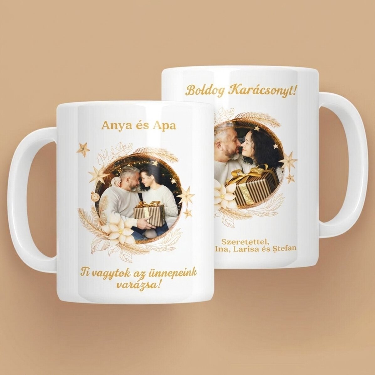 Személyre szabott bögre szöveggel és 2 fotóval - Az ünnepek varázsa