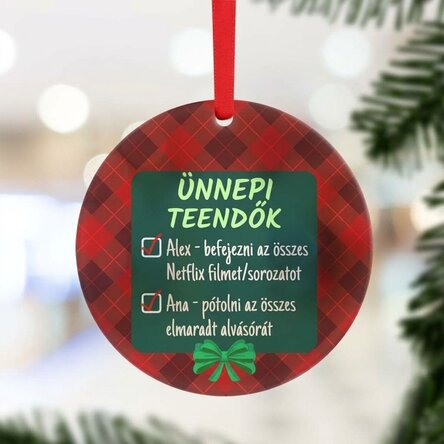 Személyre szabott kerek dísztárgy üzenettel - Ünnepi feladatok