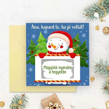 Személyre szabott kaparós sorsjegy üzenettel - Hóember