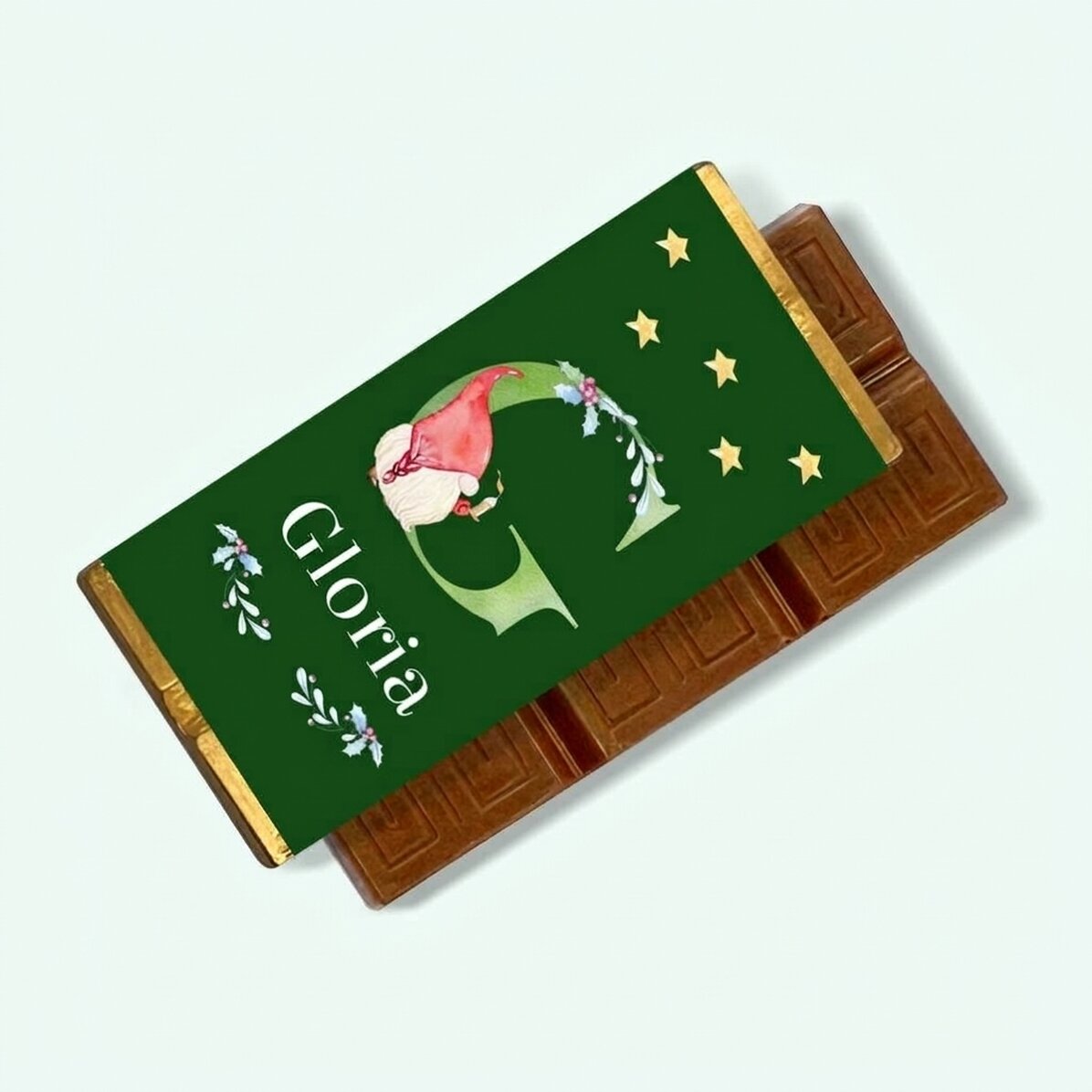 Mini csokoládé táblák, karácsonyi monogrammal személyre szabva