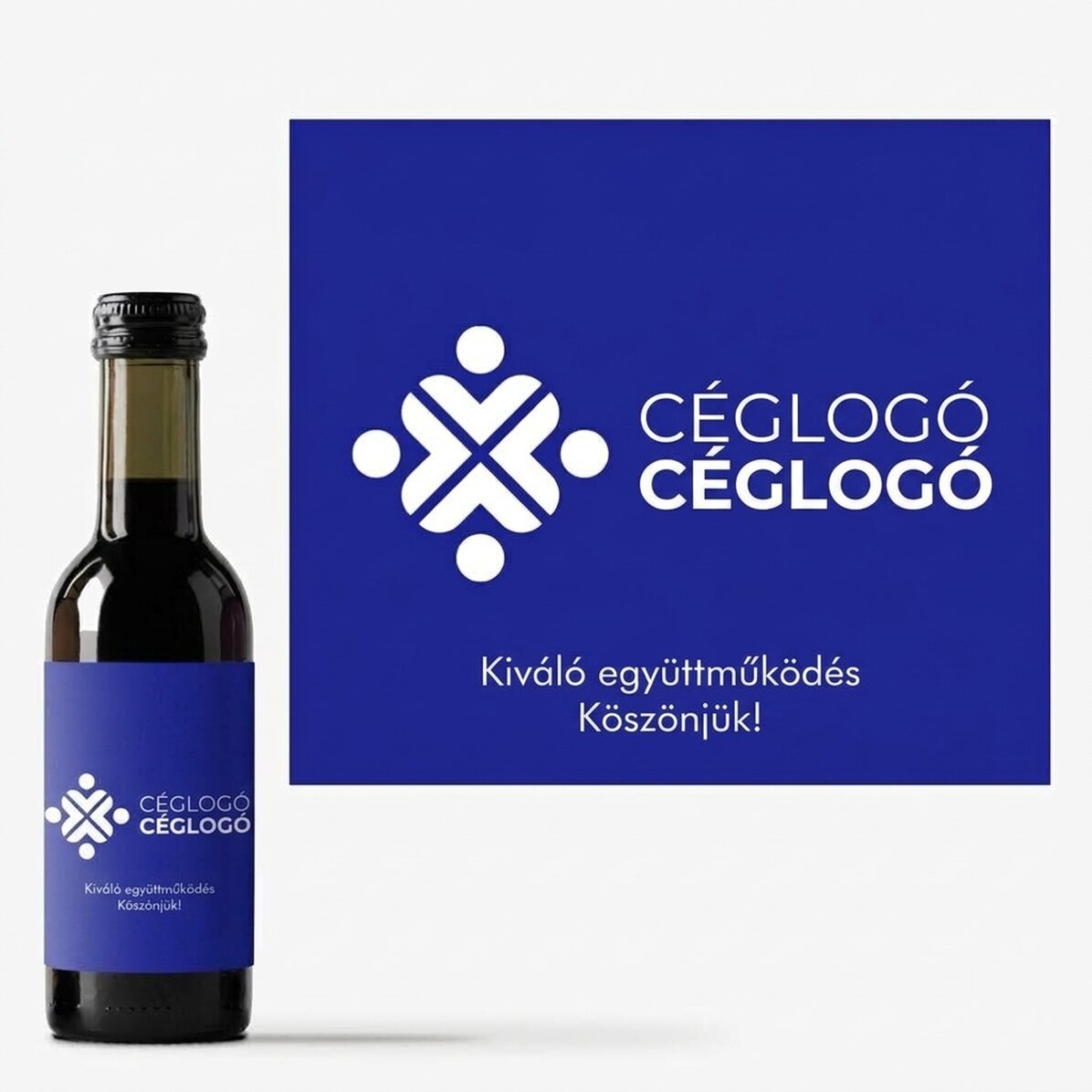 Mini borosüveg, logóval és szöveggel személyre szabva