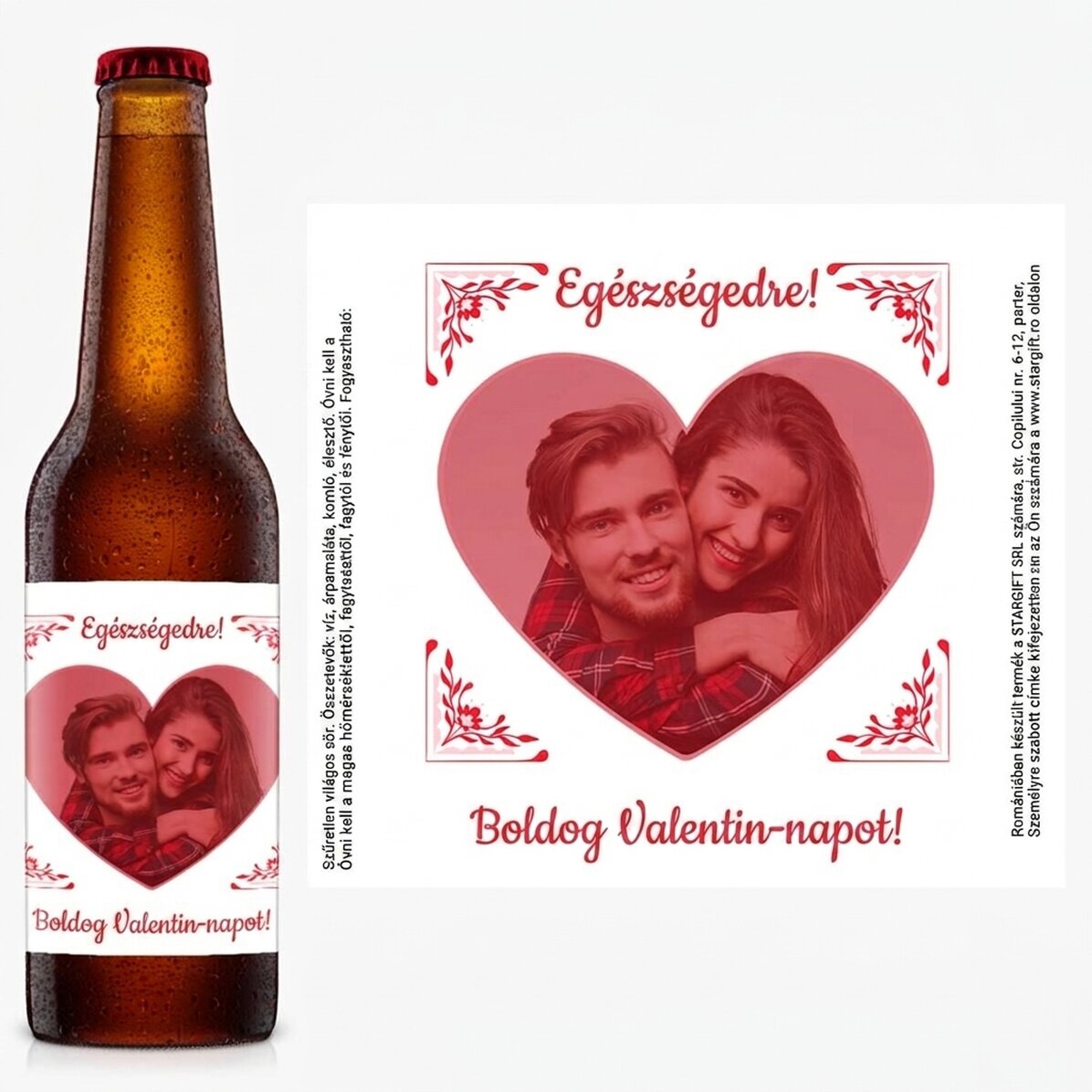 Személyre szabott sör fotóval és üzenettel – Boldog Valentin-napot!