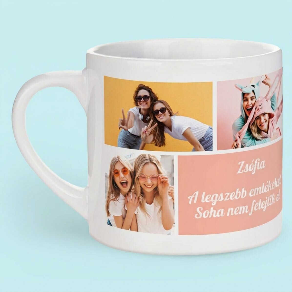Személyre szabott eszpresszócsésze 5 fotóval és szöveggel – Legkedvesebb emlékeid