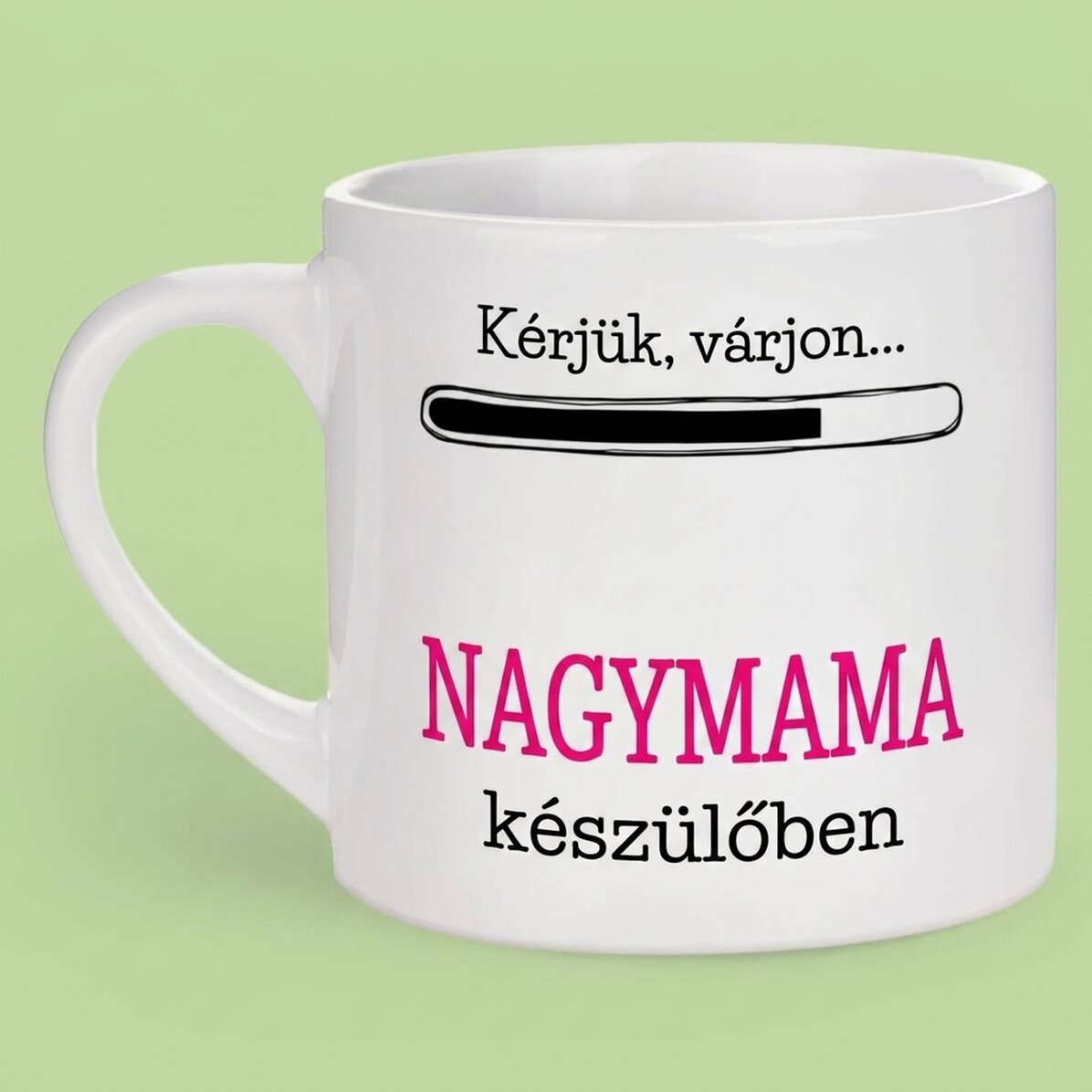Személyre szabott eszpresszós csésze szöveggel – Leendő nagymama