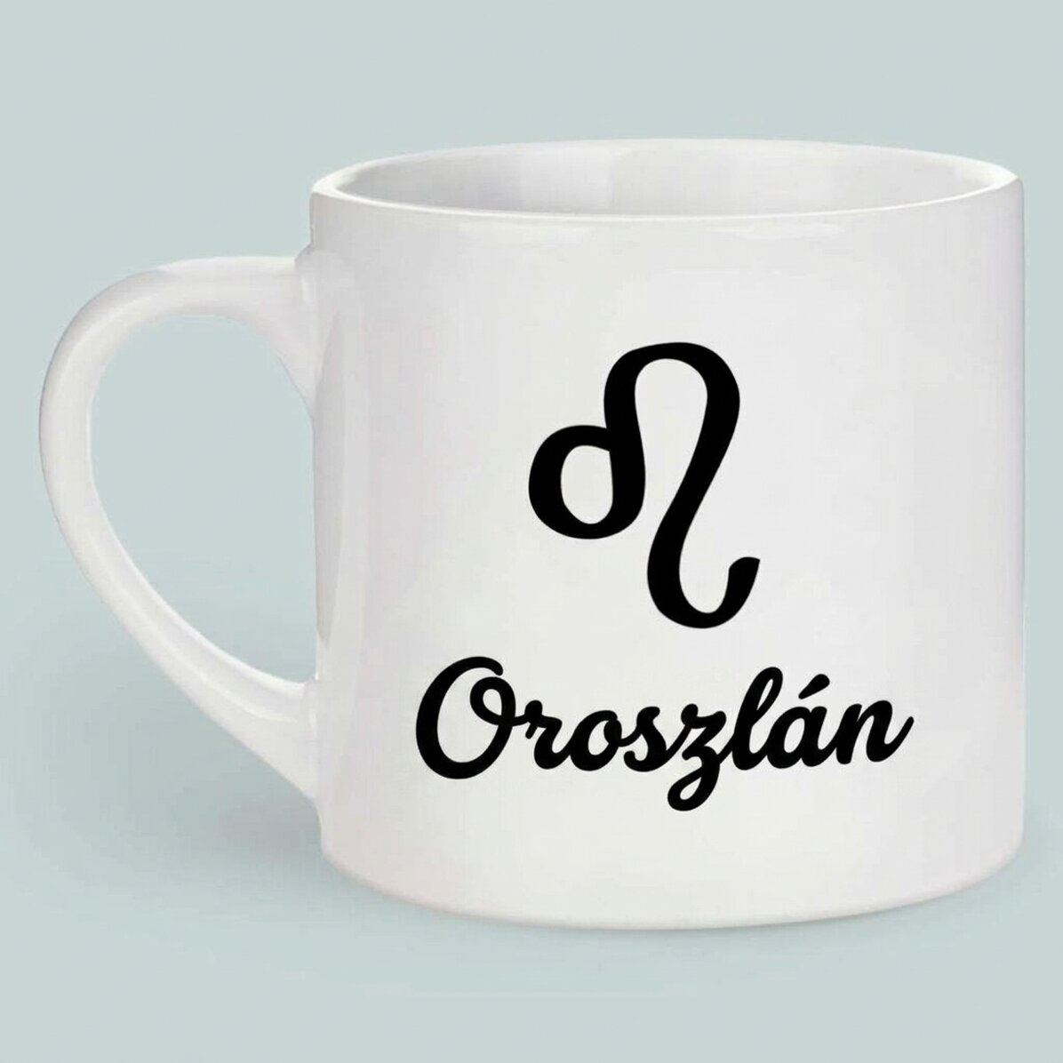 Személyre szabott eszpresszós csésze fotóval és szöveggel - Oroszlán állatöv jel