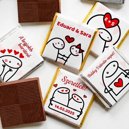 5 darabos mini csokoládé szett, személyre szabott felirattal - Cute love