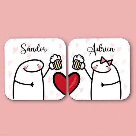 2 darab személyre szabott alátét szöveggel - Cute love