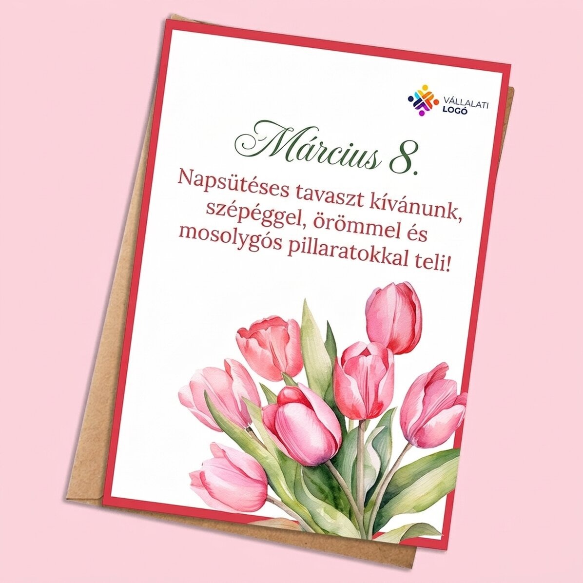 Személyre szabott kártya üzenettel és logóval - Virágok