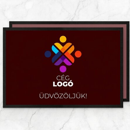 Személyre szabott bejárati szőnyeg logóval és szöveggel