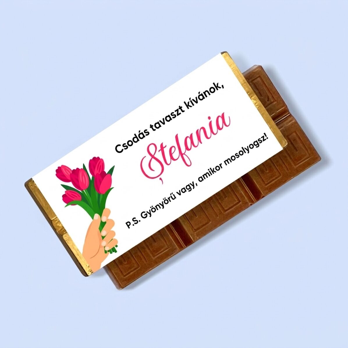 Mini csokoládé tábla személyre szabott üzenettel - Tavaszi virágok