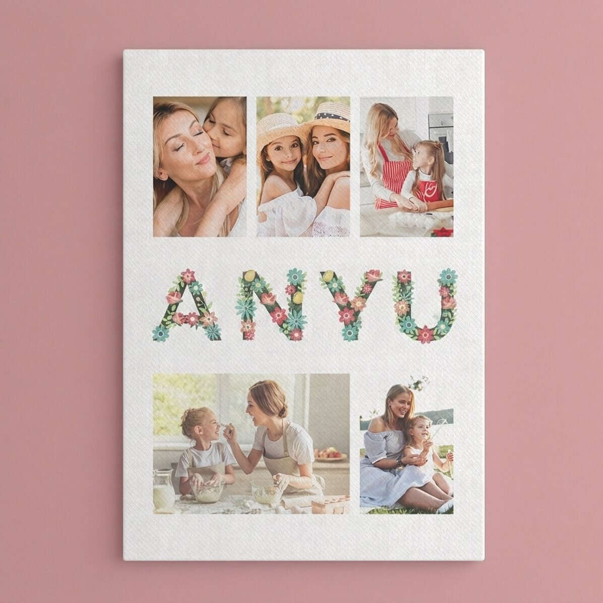 Személyre szabott vászonnyomtatás 5 fotóval – Anyának