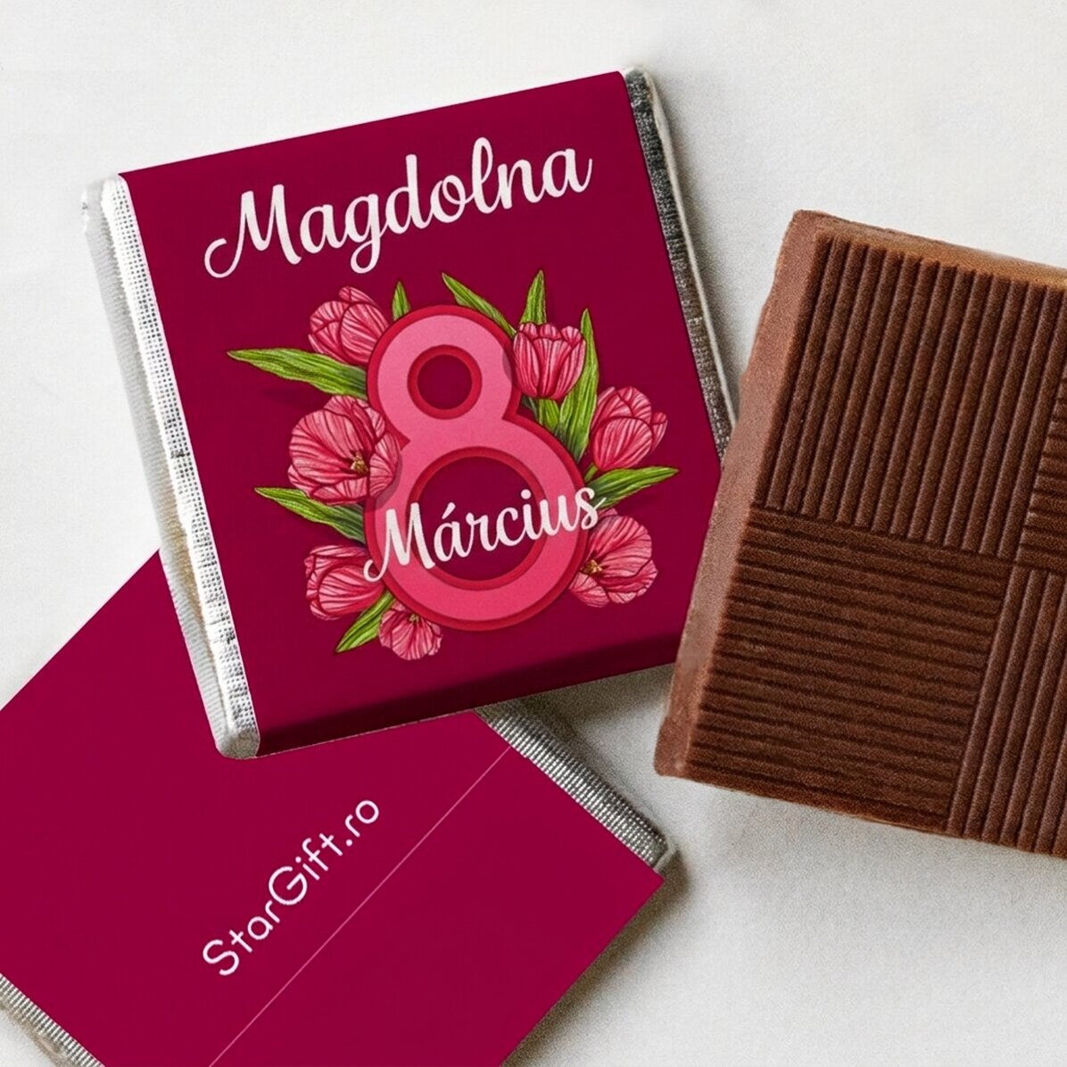 Mini csokoládé, személyre szabott szöveggel - március 8.