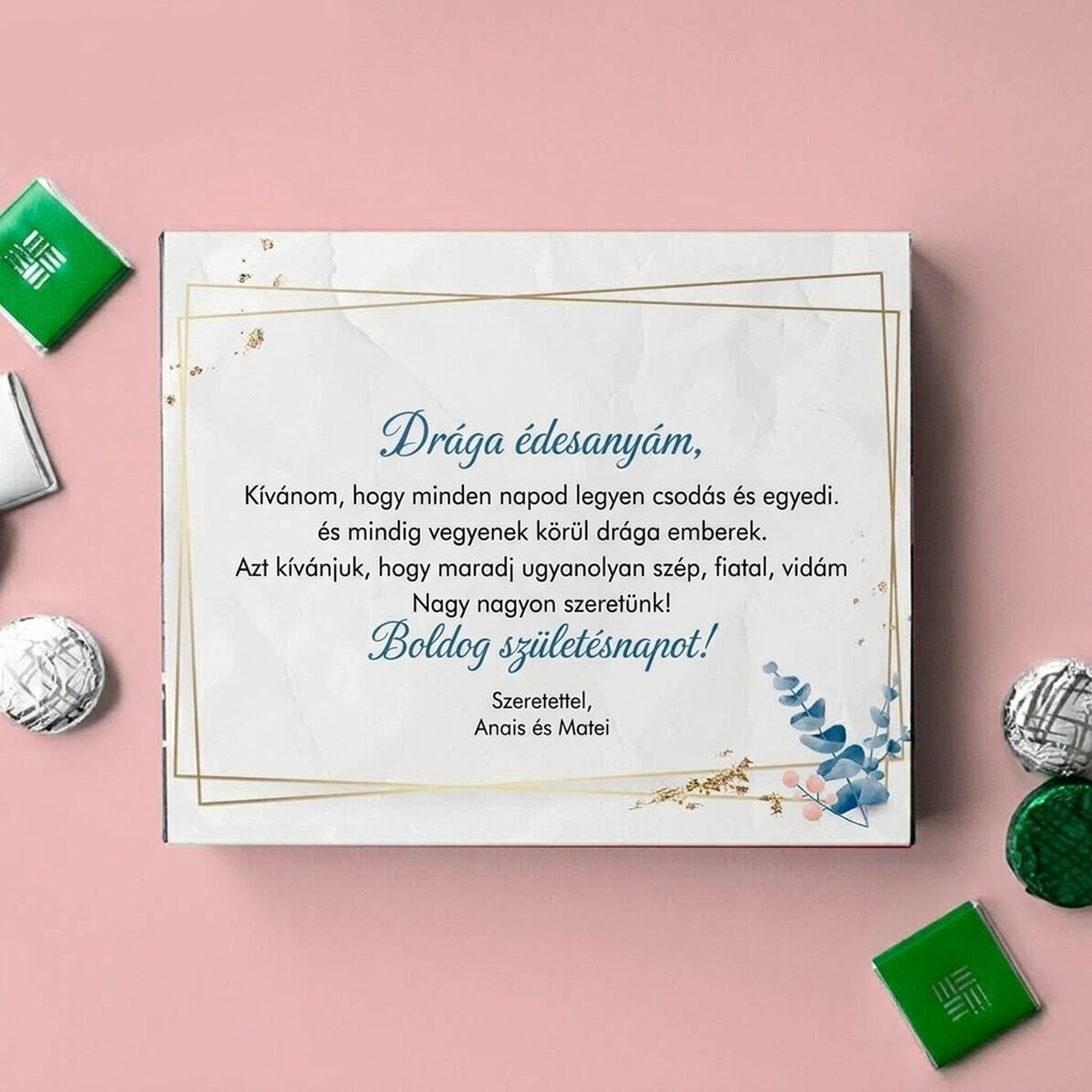 Személyre szabott csokoládédoboz üzenettel - Boldog születésnapot!