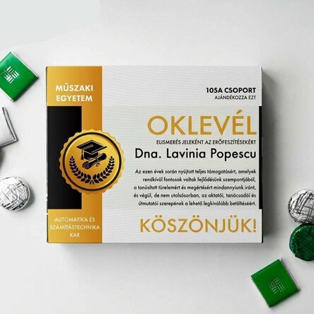 Személyre szabott csokoládédoboz üzenettel - Tanári oklevél