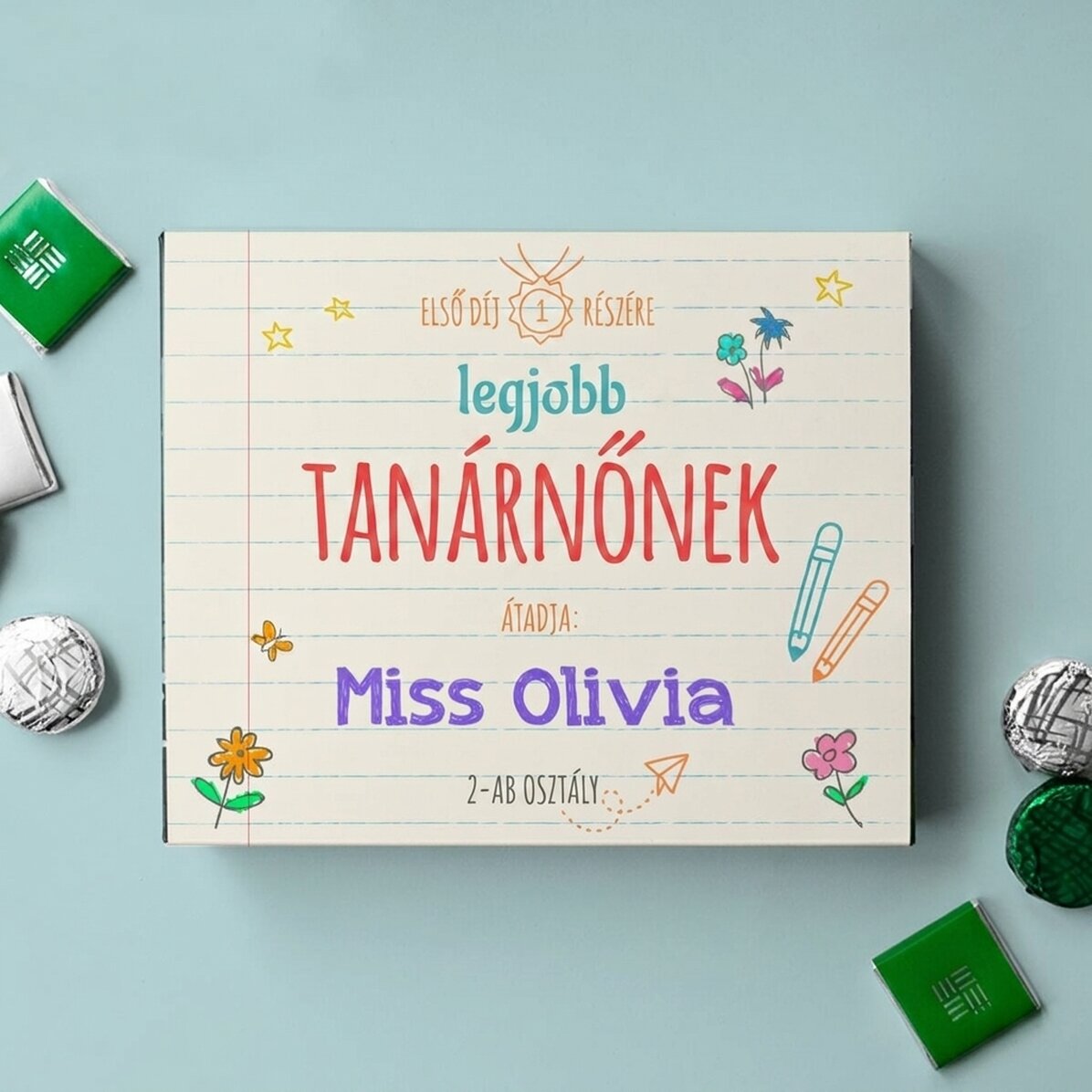 Személyre szabott csokoládédoboz üzenettel – a legjobb tanárnak