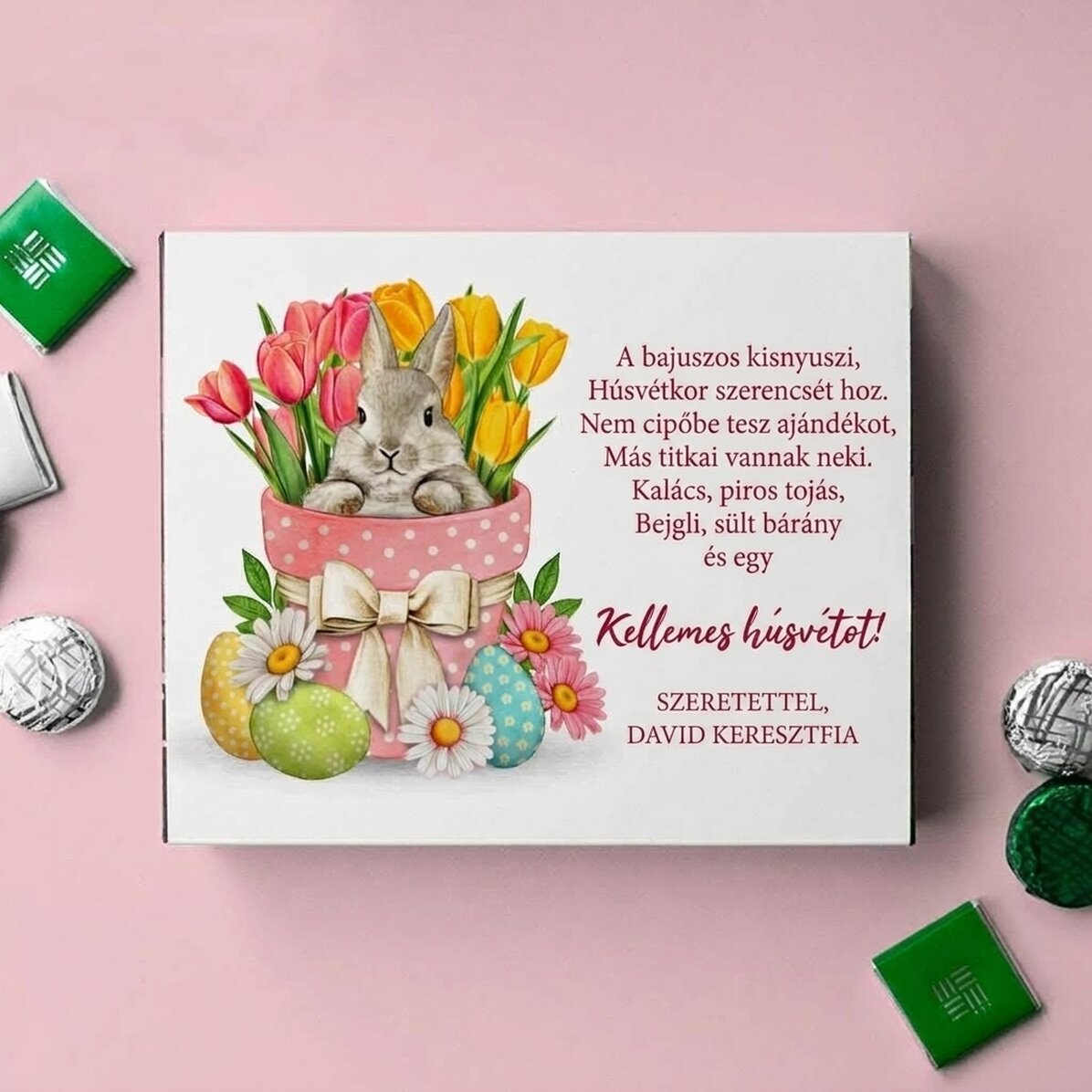 Személyre szabott csokoládédoboz üzenettel – Boldog húsvétot!