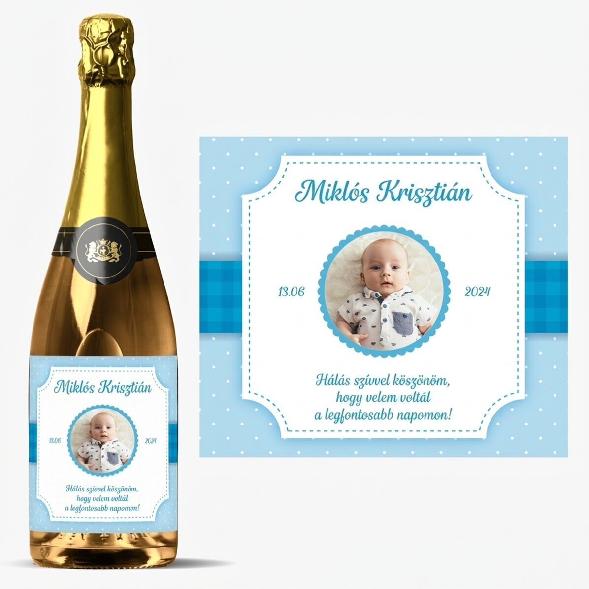 Személyre szabott pezsgő szöveggel - Baby Boy