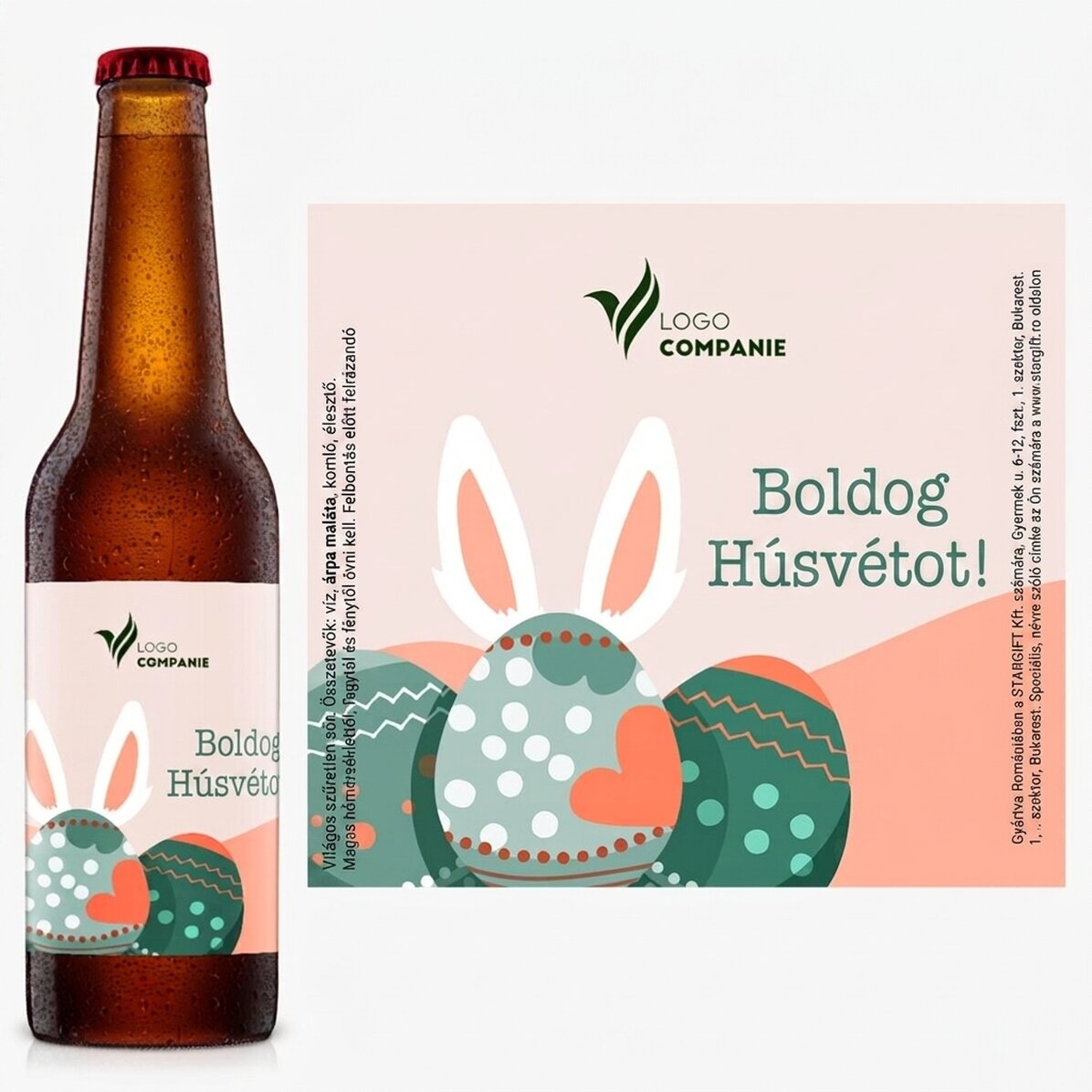 Személyre szabott sör logóval és szöveggel – Boldog húsvétot!