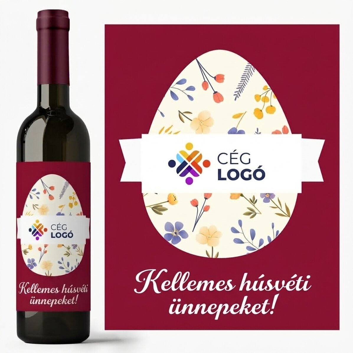 Személyre szabott bor húsvéti logóval és üzenettel