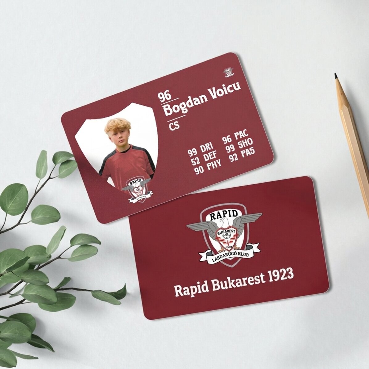 Személyre szabott, kétoldalas FC Rapid alumínium kártya – FIFA kártya