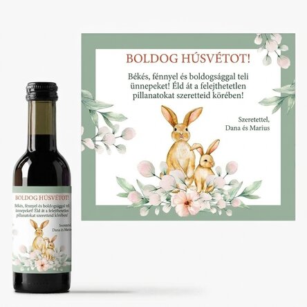 Mini borosüveg, személyre szabott üzenettel – Boldog húsvétot!