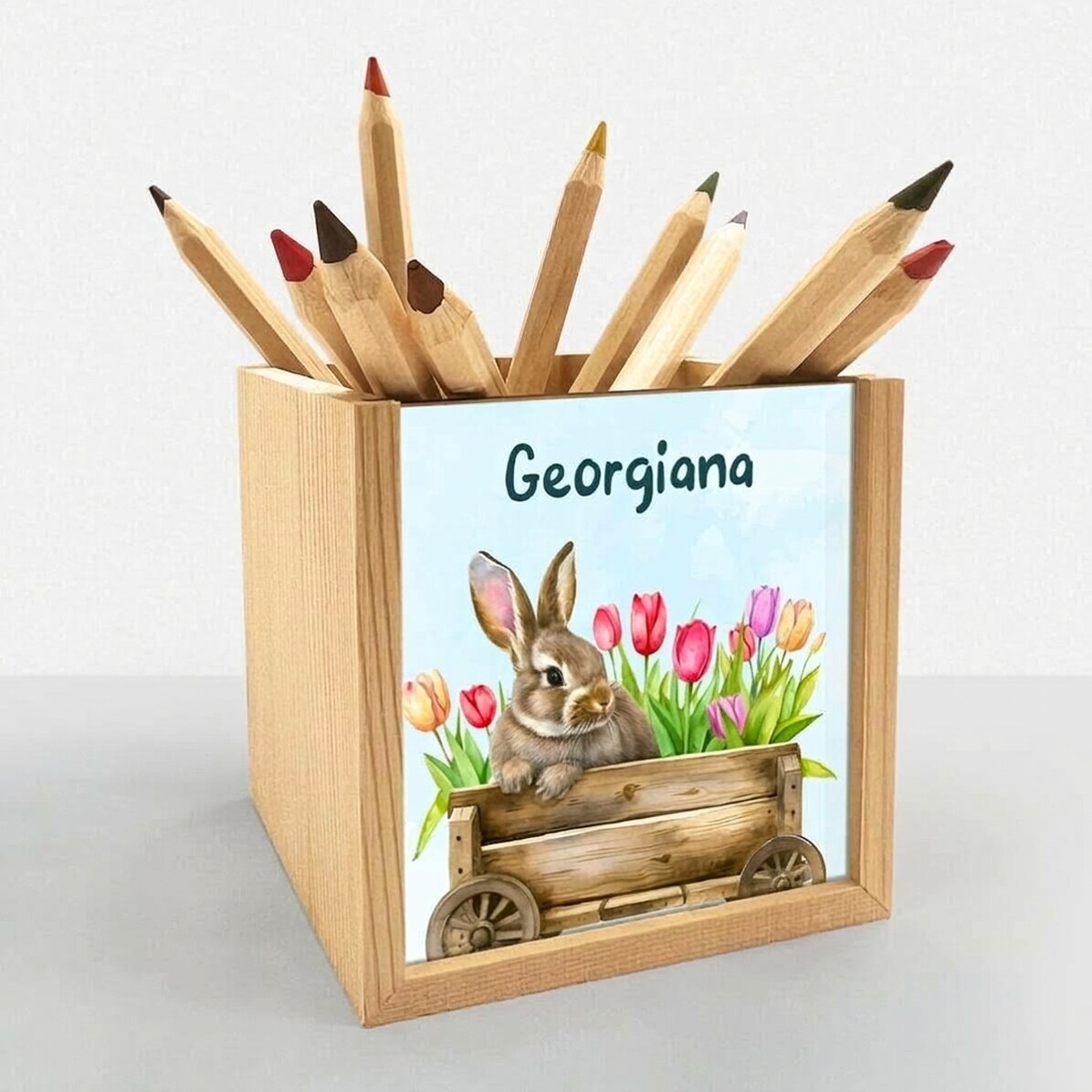 Személyre szabott ceruzatartó névvel - Boldog húsvétot!