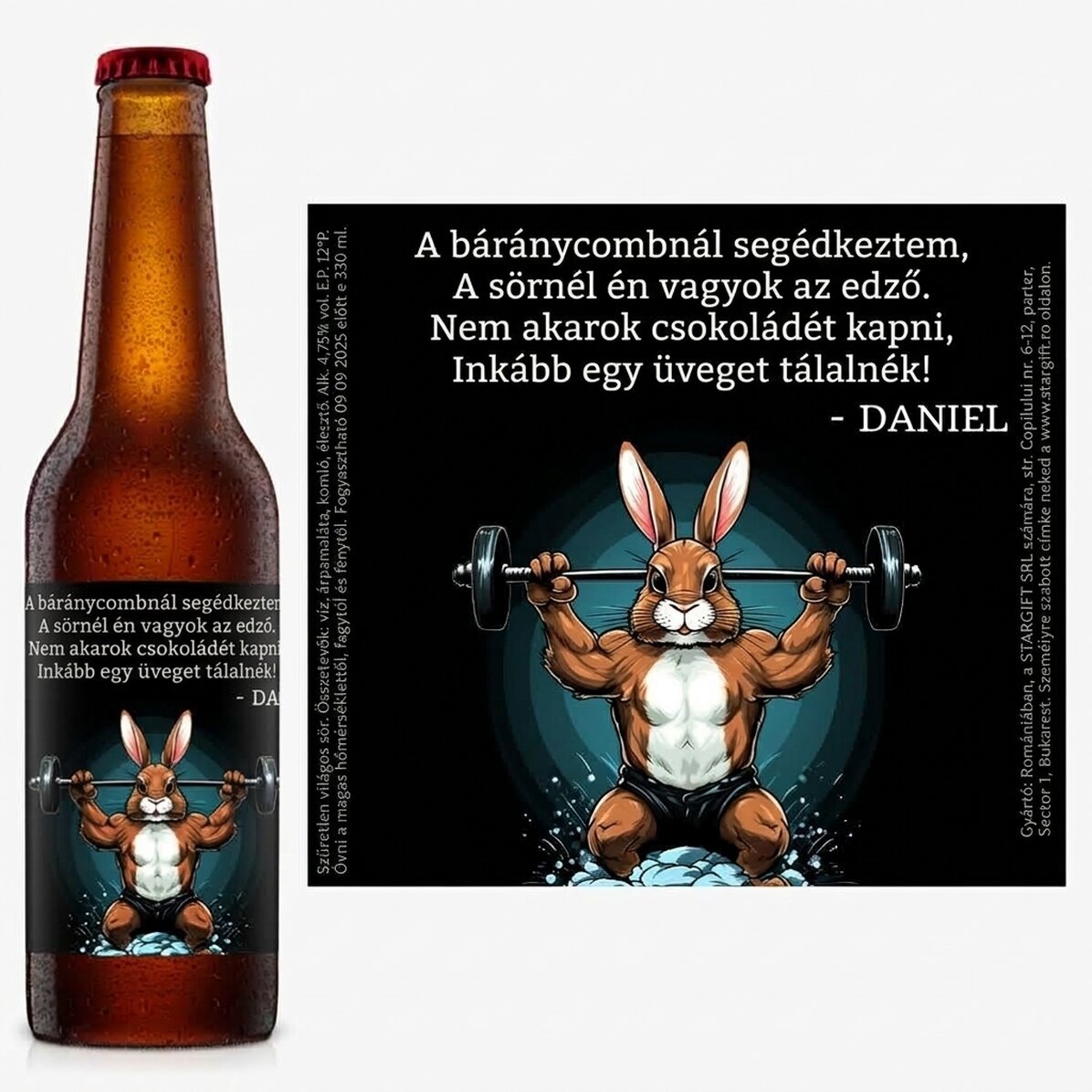 Személyre szabott sör üzenettel - Nyuszi erő