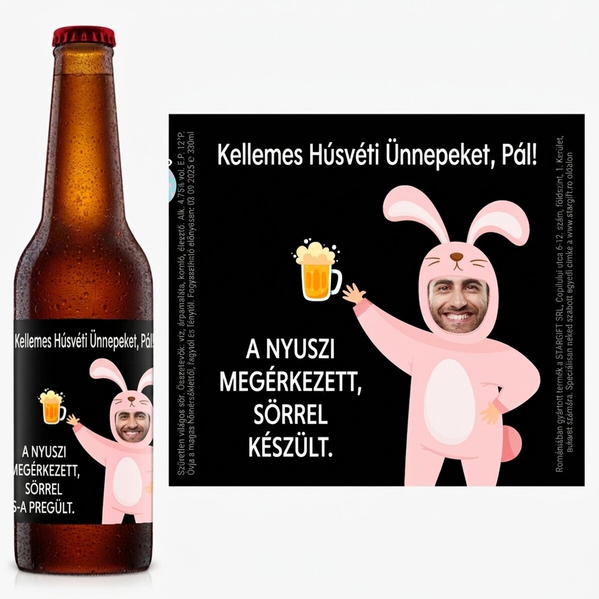 Személyre szabott sör fotóval és üzenettel - Nyúl