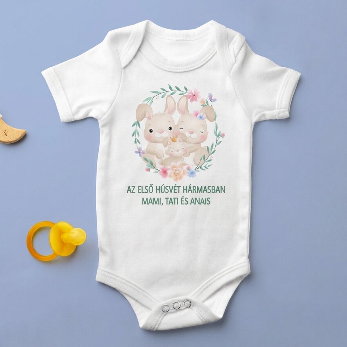 Személyre szabott babaruha szöveggel - Első húsvét három év után