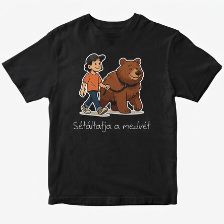 Egyedi pamut póló szöveggel - Walk the bear