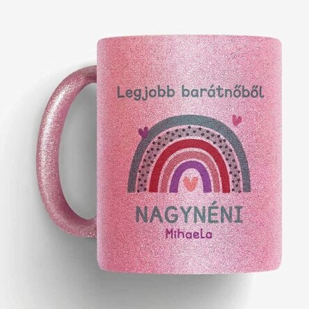 Személyre szabott csillogó bögre szöveggel - Szivárvány
