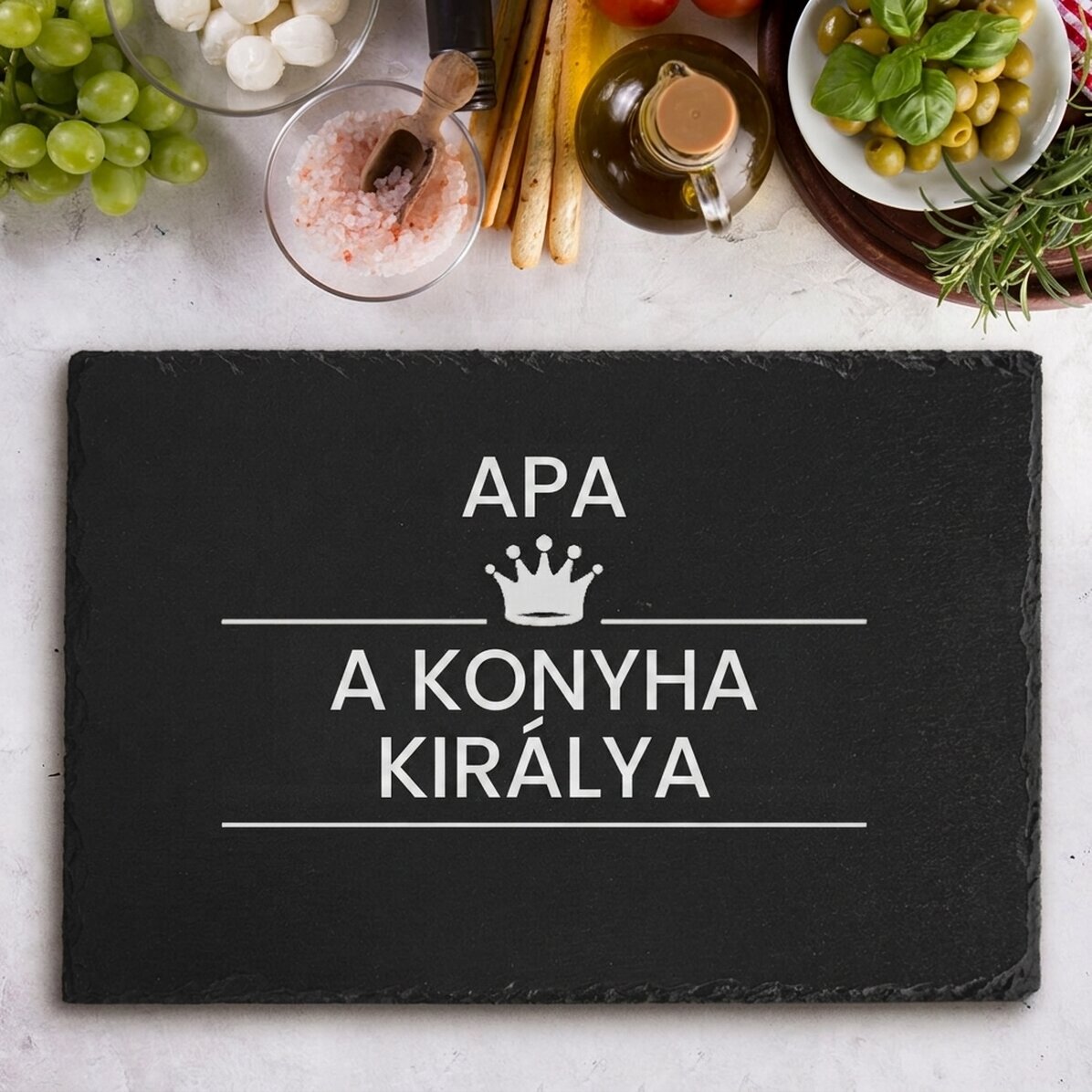 Személyre szabott, gravírozott pala táblácska szöveggel – A konyha királya