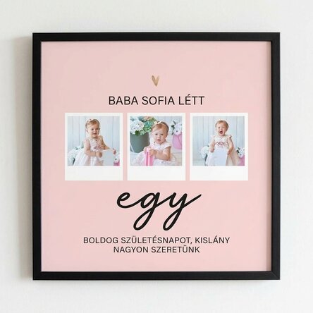 Személyre szabott vászon 3 fotóval és üzenettel – Születésnapi baba