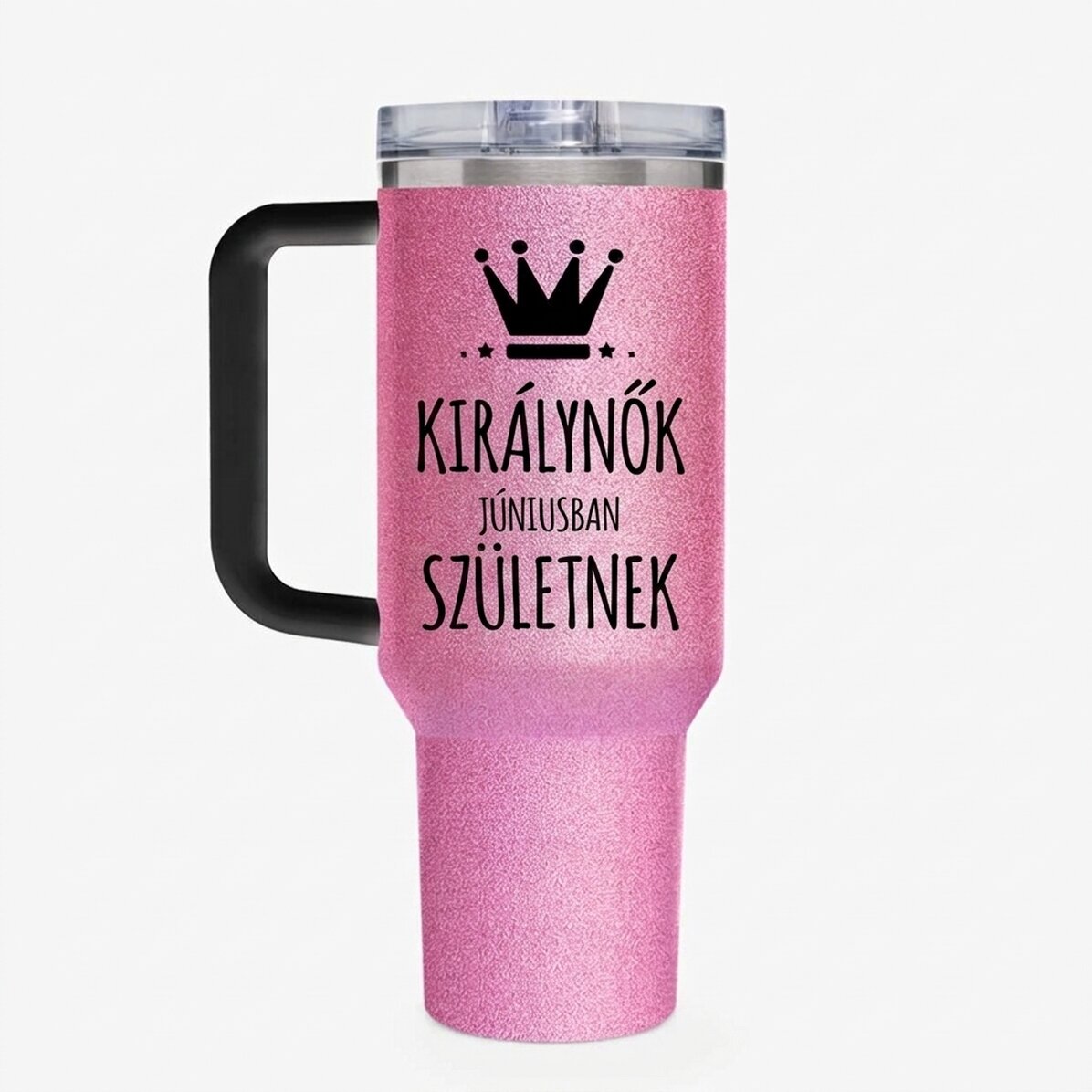 Thermos bögre fogantyúval és szívószállal, személyre szabott szöveggel - Queens