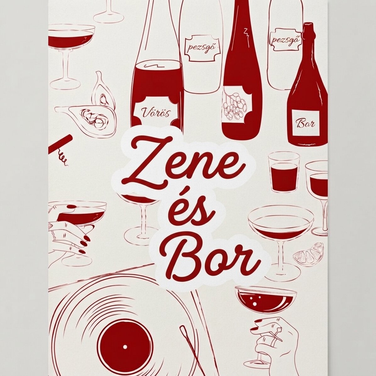 Zene és bor poszter