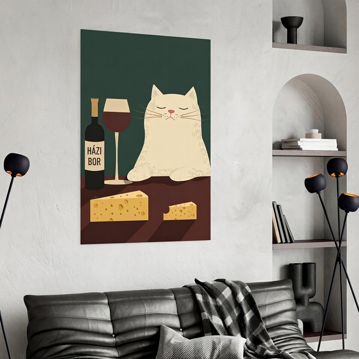 Poster Macska, bor és sajt