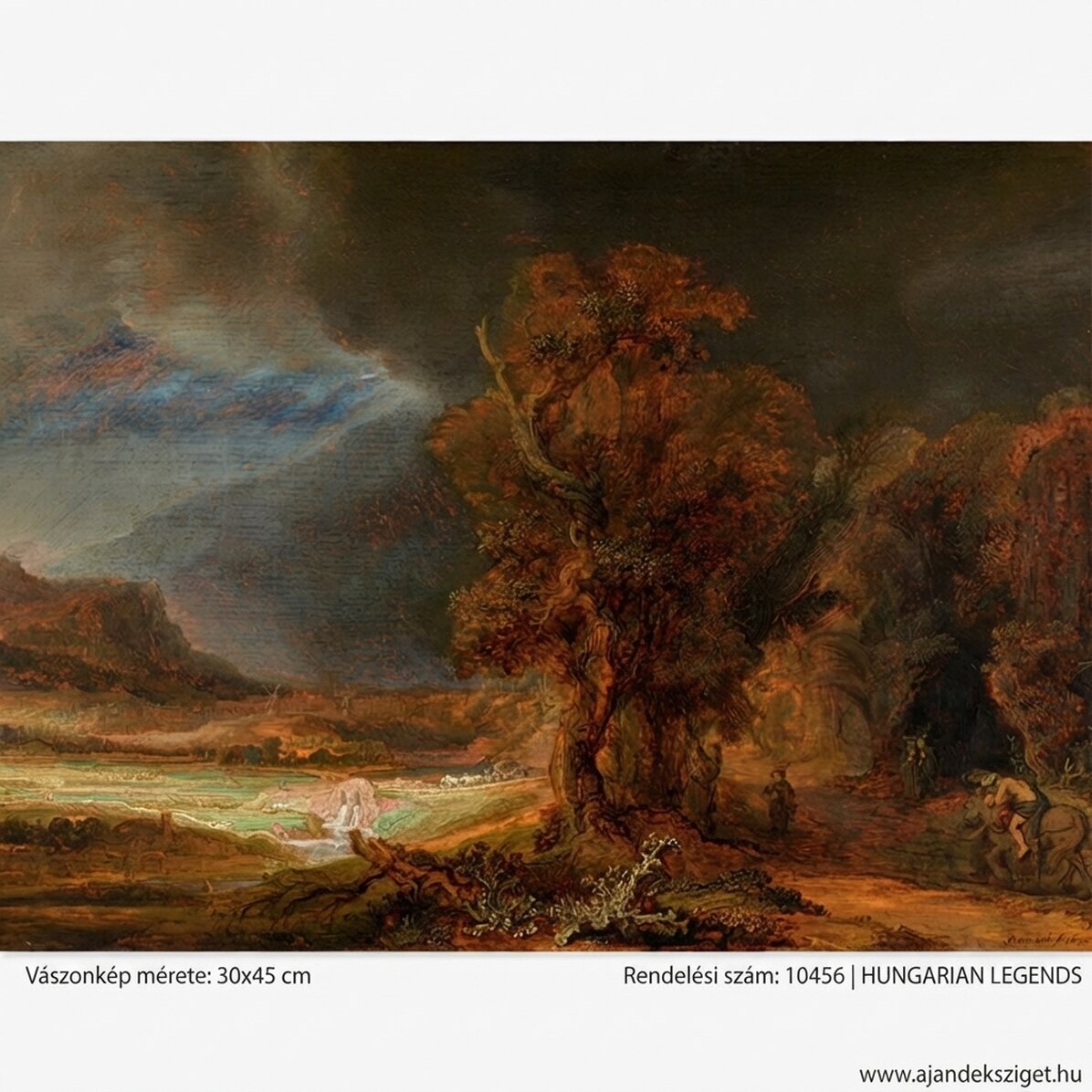 Tájkép poszter - Rembrandt van Rijn - Tájkép a jó szamaritánussal 1638