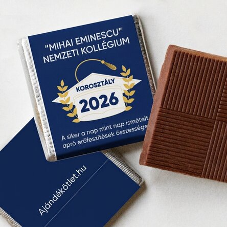 Személyre szabott mini csokoládé diplomázási üzenettel