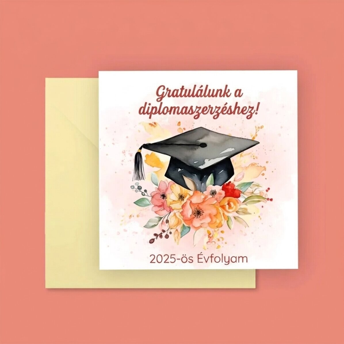 Személyre szabott négyzet alakú kártya szöveggel - Gratulálunk!