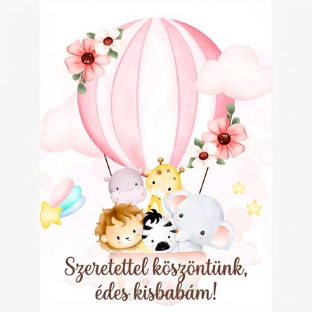 Poszter Állatok egy hőlégballonban