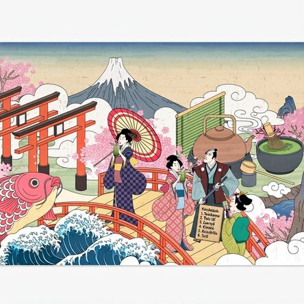 Japán retro illusztrált poszter