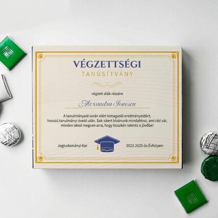 Személyre szabott édességes doboz szöveggel - Érettségi bizonyítvány