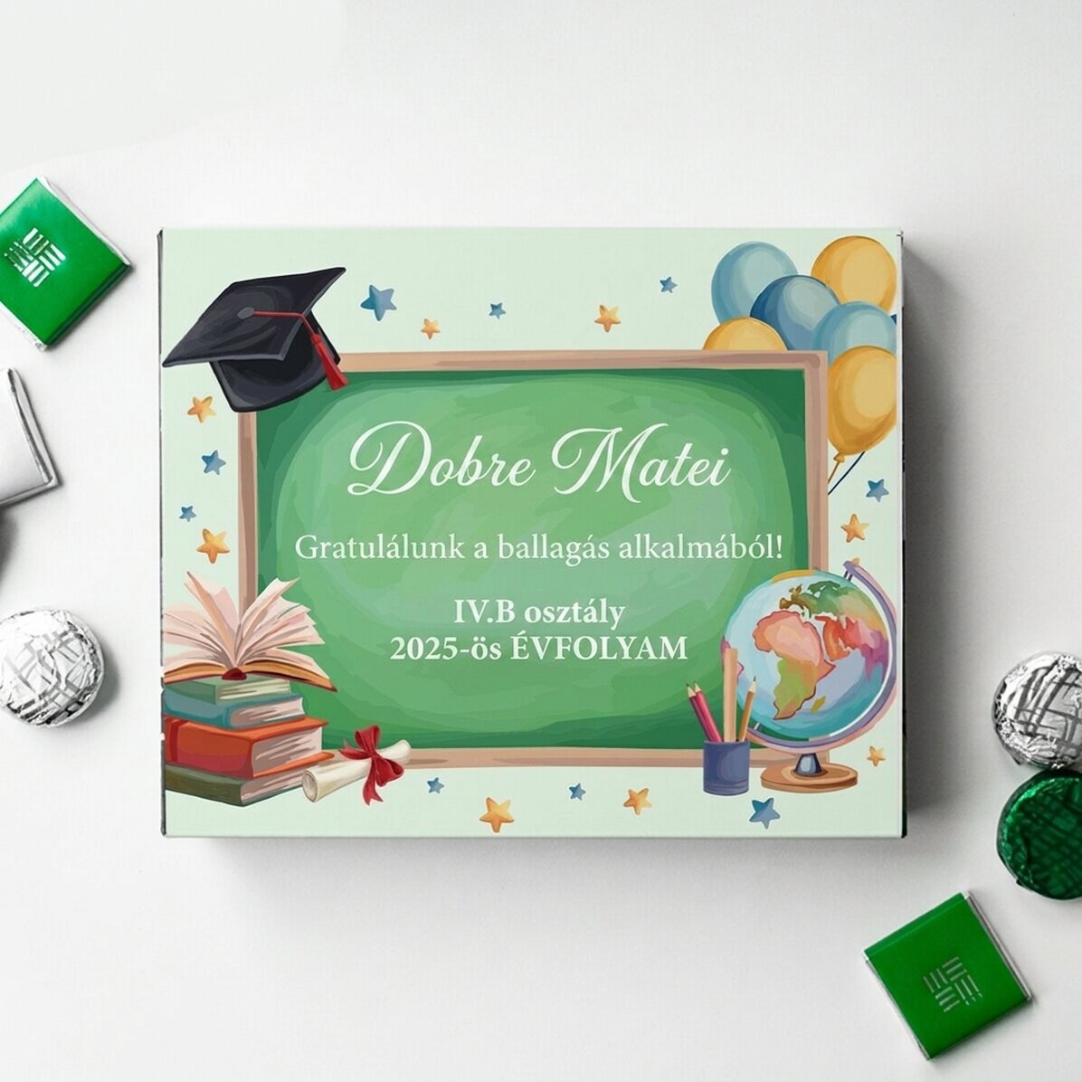 Személyre szabott édességes doboz szöveggel - Kicsi diplomások